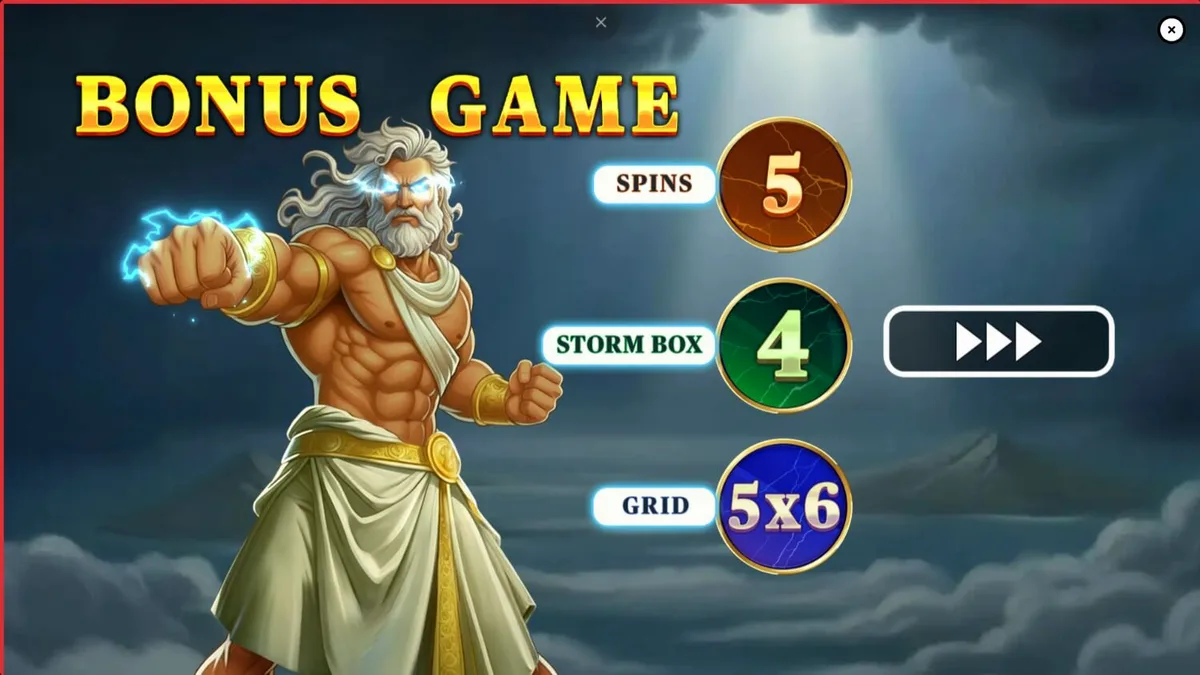 Pots of Power: Zeus slot machine interface na may temang Griyego